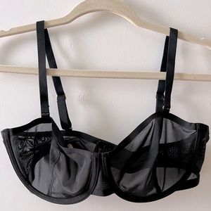 Sexy Black Mesh Balconette Bra